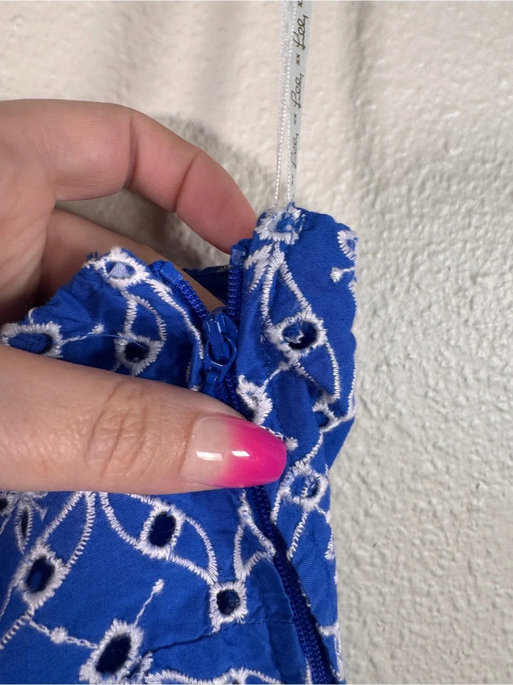 Lilly Pulitzer Deliliah Blue Eyelet One Shoulder Blouse Womens 4 Classic Puff